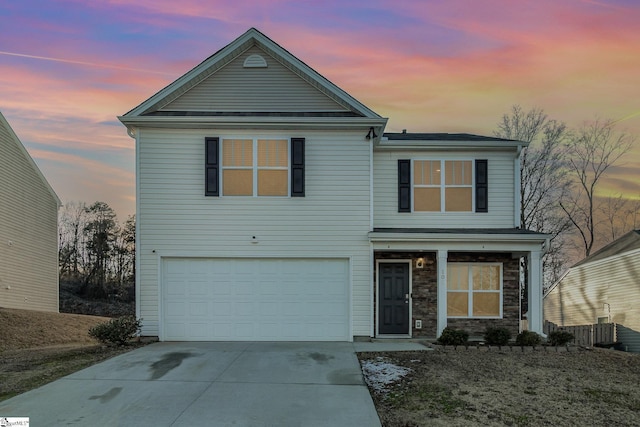 view of front property featuring a garage