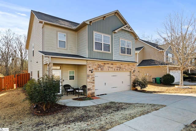 view of front of house with a garage