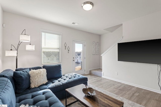 living room featuring light hardwood / wood-style flooring