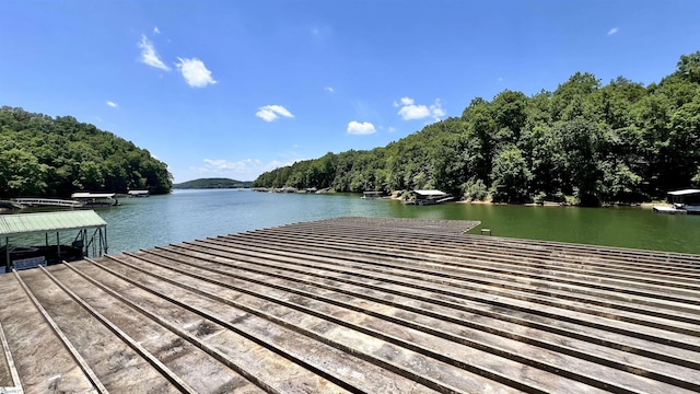 view of dock featuring a water view