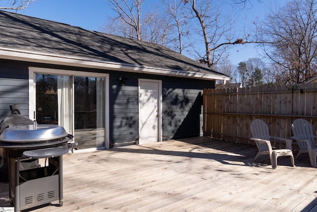 deck featuring grilling area