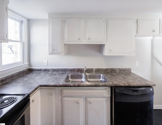 kitchen with sink, dishwasher, and white cabinetry