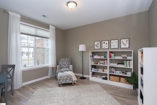 living area featuring light hardwood / wood-style flooring