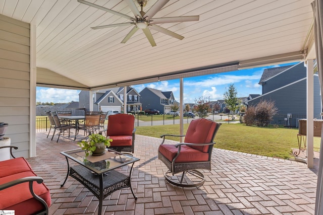 view of patio / terrace with ceiling fan