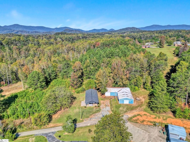 birds eye view of property with a mountain view