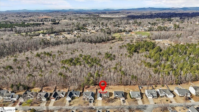 drone / aerial view with a mountain view