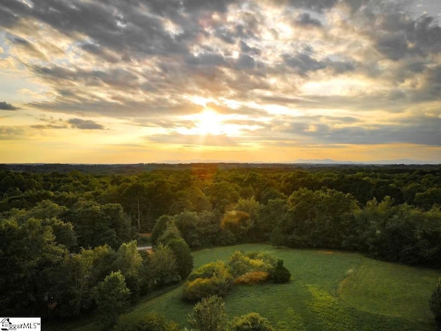 view of aerial view at dusk