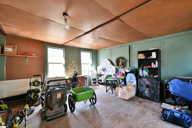 misc room with light hardwood / wood-style flooring