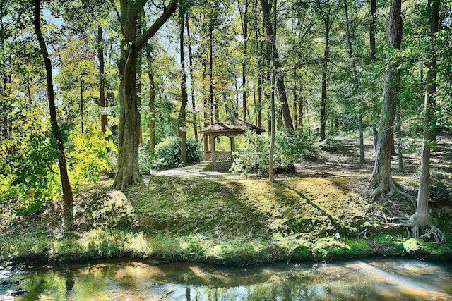 exterior space featuring a gazebo