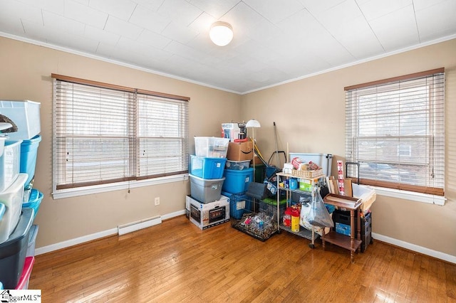 storage with a baseboard radiator