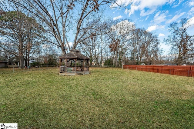 view of yard featuring a gazebo