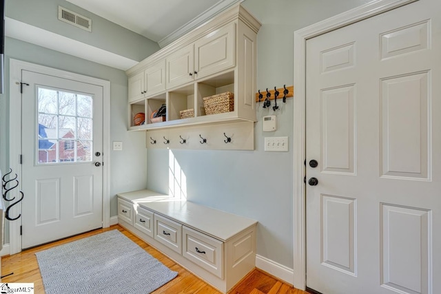 mudroom featuring light wood-type flooring