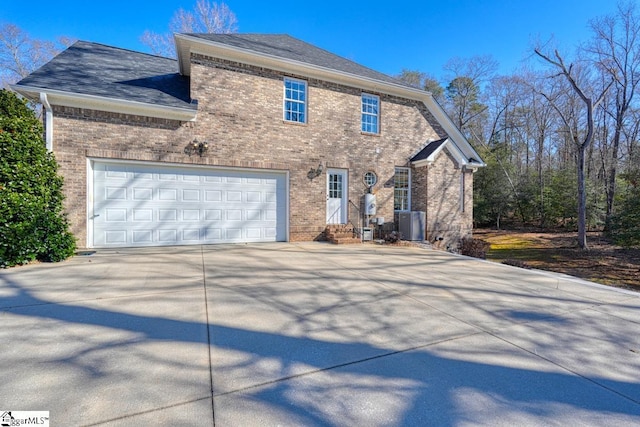 exterior space with a garage