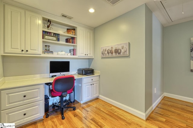 office area with light wood-type flooring