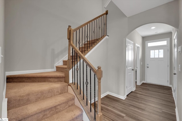 foyer entrance featuring hardwood / wood-style floors