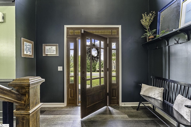 foyer with dark wood-type flooring