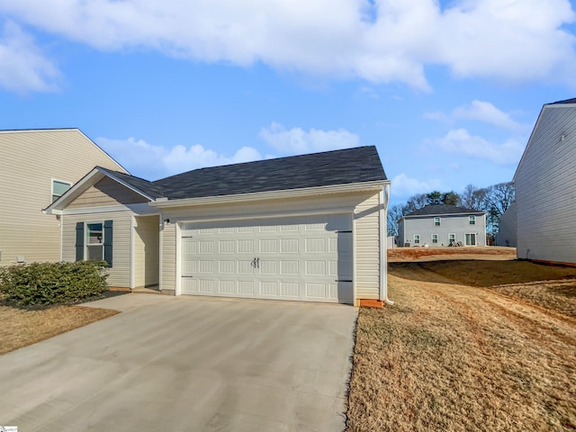 exterior space featuring a garage