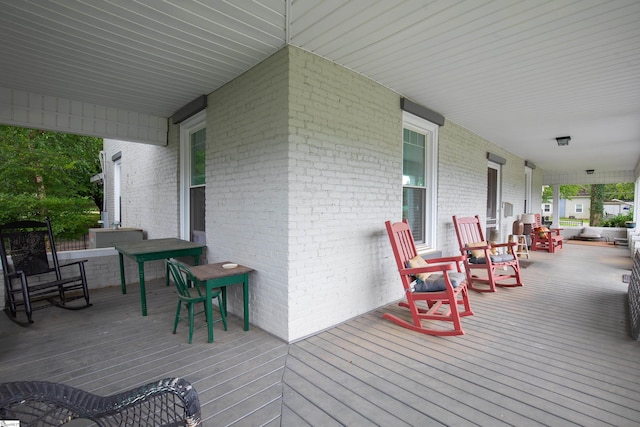 wooden terrace with covered porch