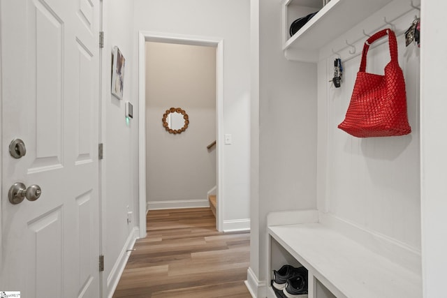 mudroom featuring light wood-type flooring