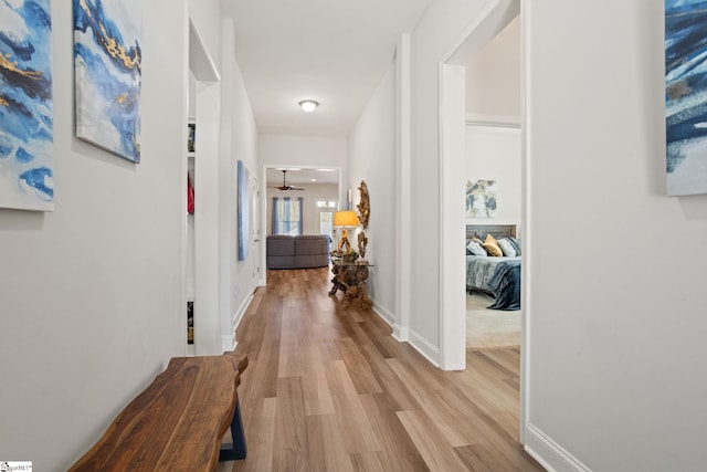 hall featuring light wood-type flooring