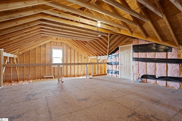 view of unfinished attic