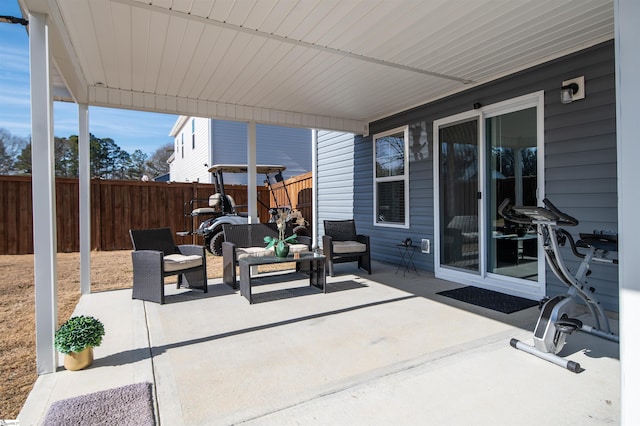 view of patio featuring an outdoor living space