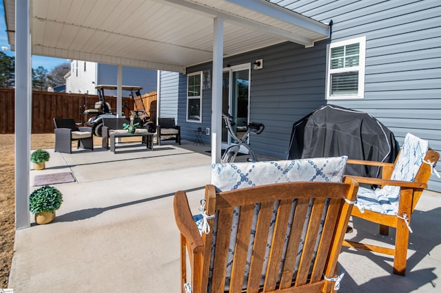 view of patio / terrace with a grill and an outdoor living space