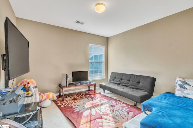 living room with carpet floors