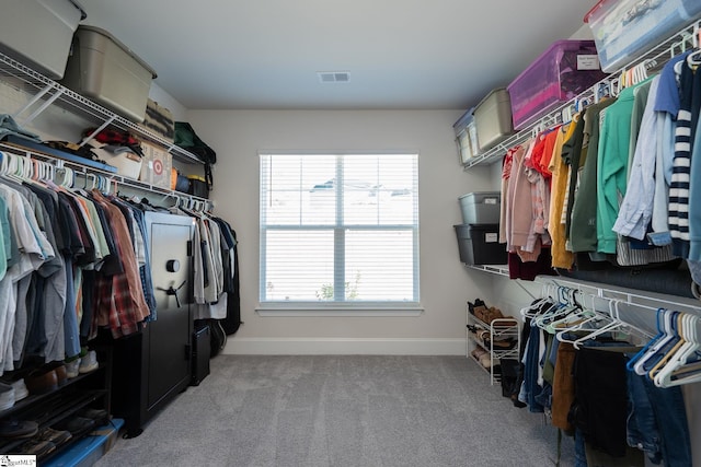 walk in closet with carpet