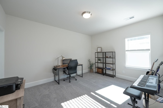 view of carpeted home office