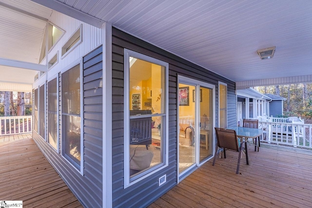 deck featuring covered porch