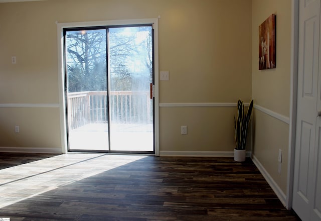 interior space with dark hardwood / wood-style floors