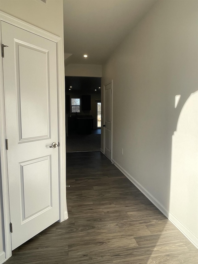 hall featuring dark hardwood / wood-style floors