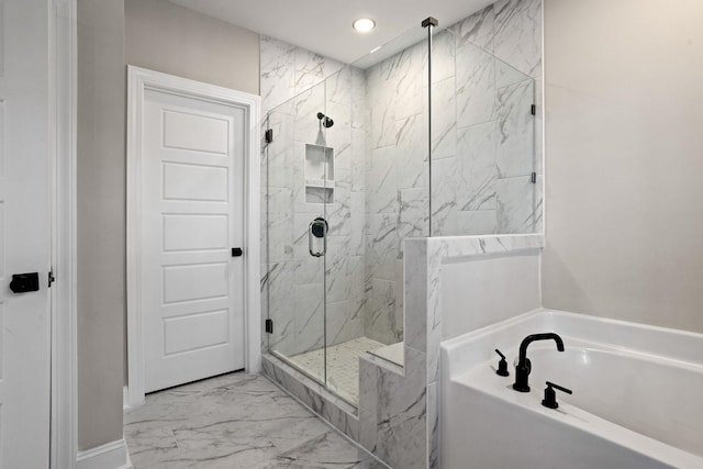 bathroom with plus walk in shower