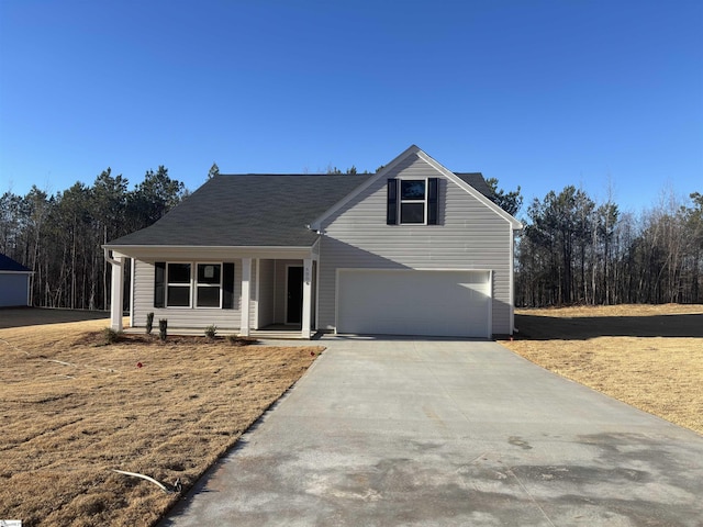 front facade with a garage