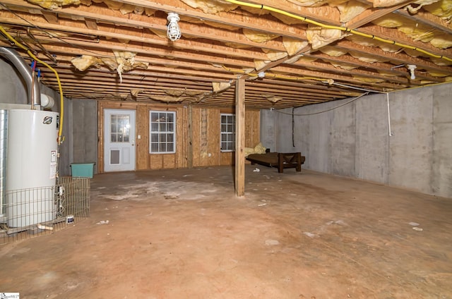 basement with water heater