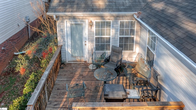 view of patio featuring a wooden deck