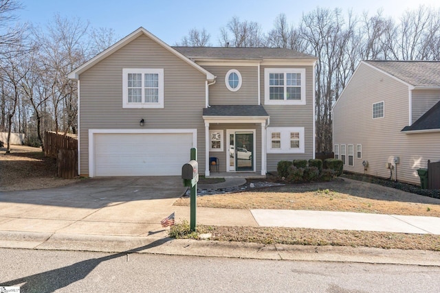 front of property with a garage