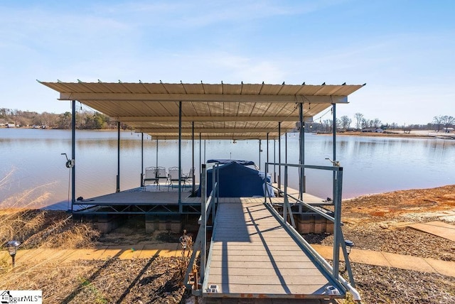 view of dock featuring a water view