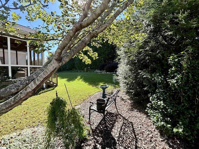 view of yard with a sunroom