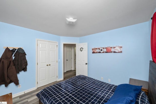 bedroom featuring a closet and hardwood / wood-style flooring