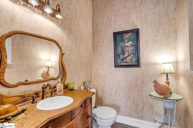 bathroom with toilet and vanity