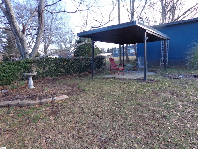 view of yard featuring a gazebo and a patio