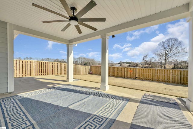 view of patio with ceiling fan