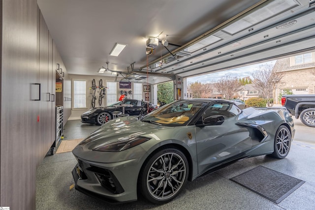 garage with a garage door opener