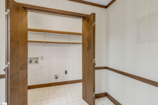 laundry area with washer hookup and hookup for a gas dryer