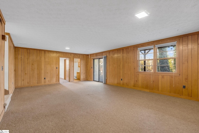 empty room featuring a textured ceiling and light colored carpet