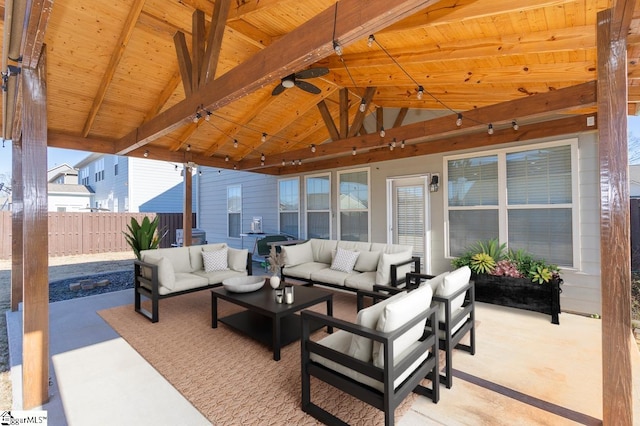 view of patio with a gazebo and an outdoor living space