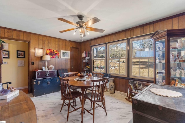 dining area featuring ceiling fan