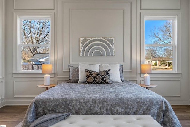 bedroom featuring dark hardwood / wood-style floors